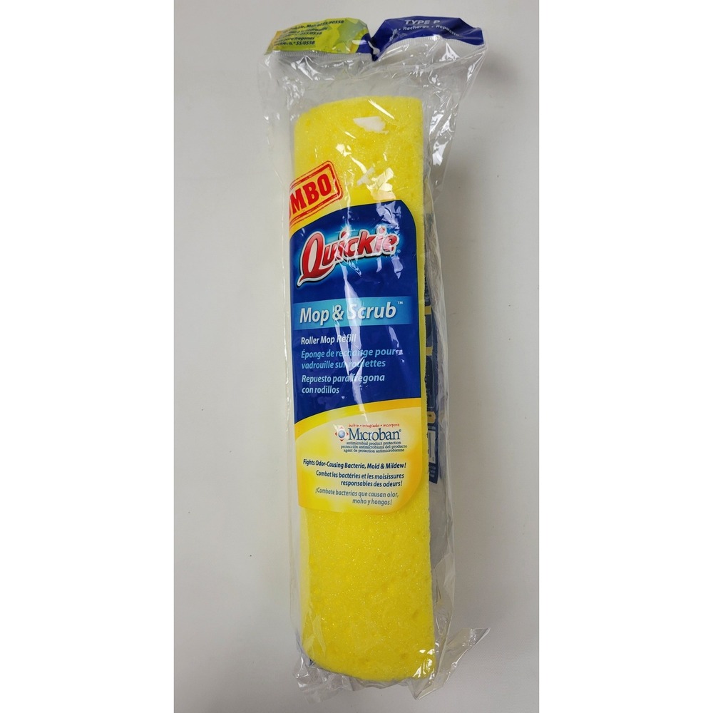 Quickie Mop & Scrub Roller Mop Refill Type P Yellow Jumbo Sponge Microban 055B